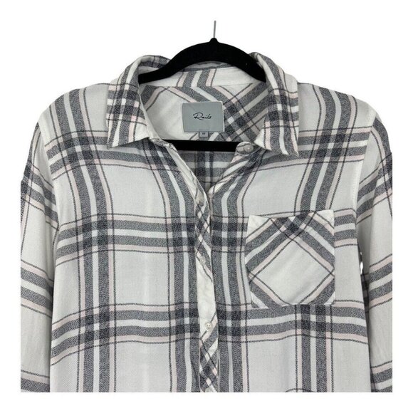 Rails Shirt Blouse Womens Plaid Flannel XS Hunter Pink White Gray - Picture 2 of 4